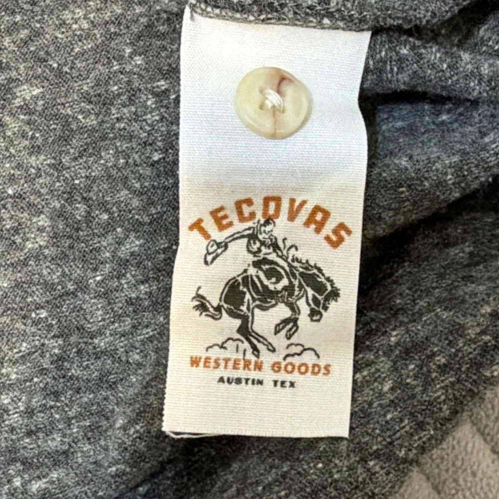 Tecovas Henley Shirt Mens Medium M Charcoal Gray Long Sleeve Heather Western